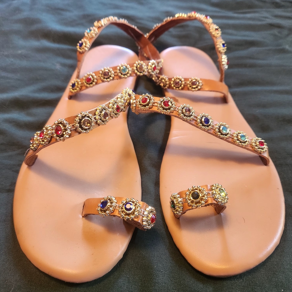 Embellished Tan Sandals